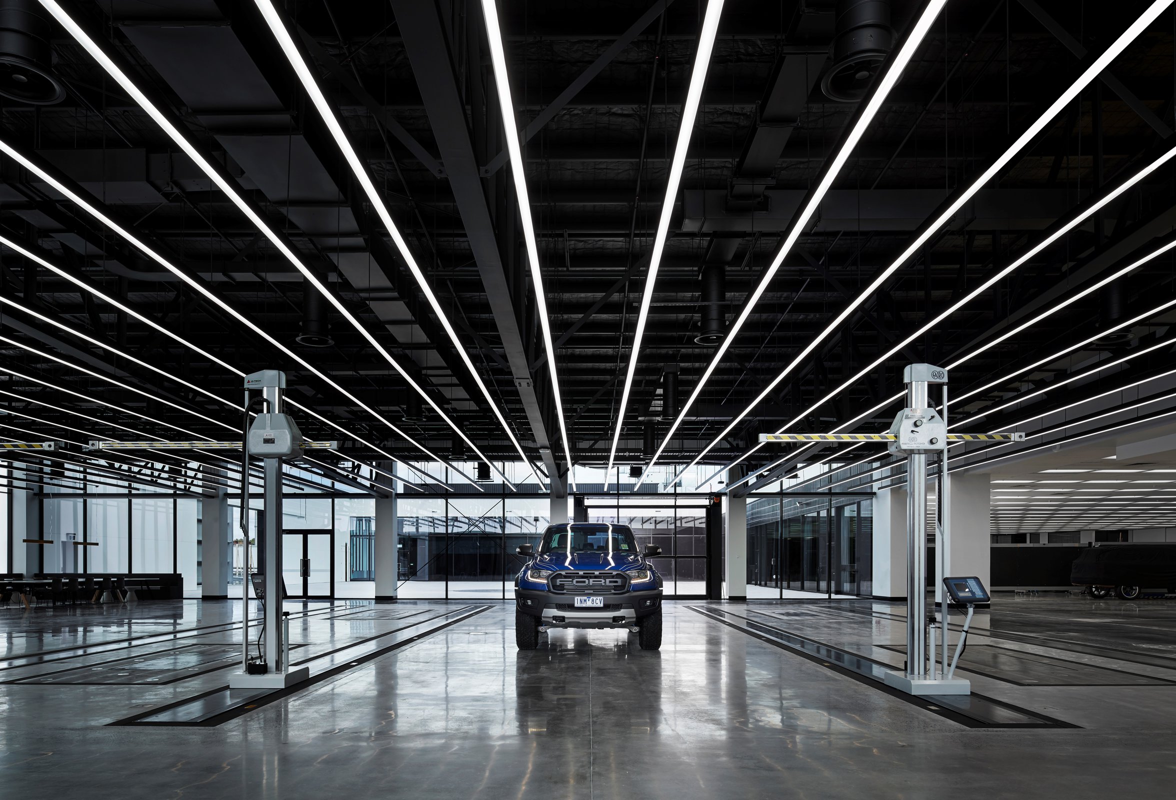 Interior prototyping space at Ford Design Centre by Genton in Sydney — designed with spatial control and security, relevant to data centre architect Sydney expertise.