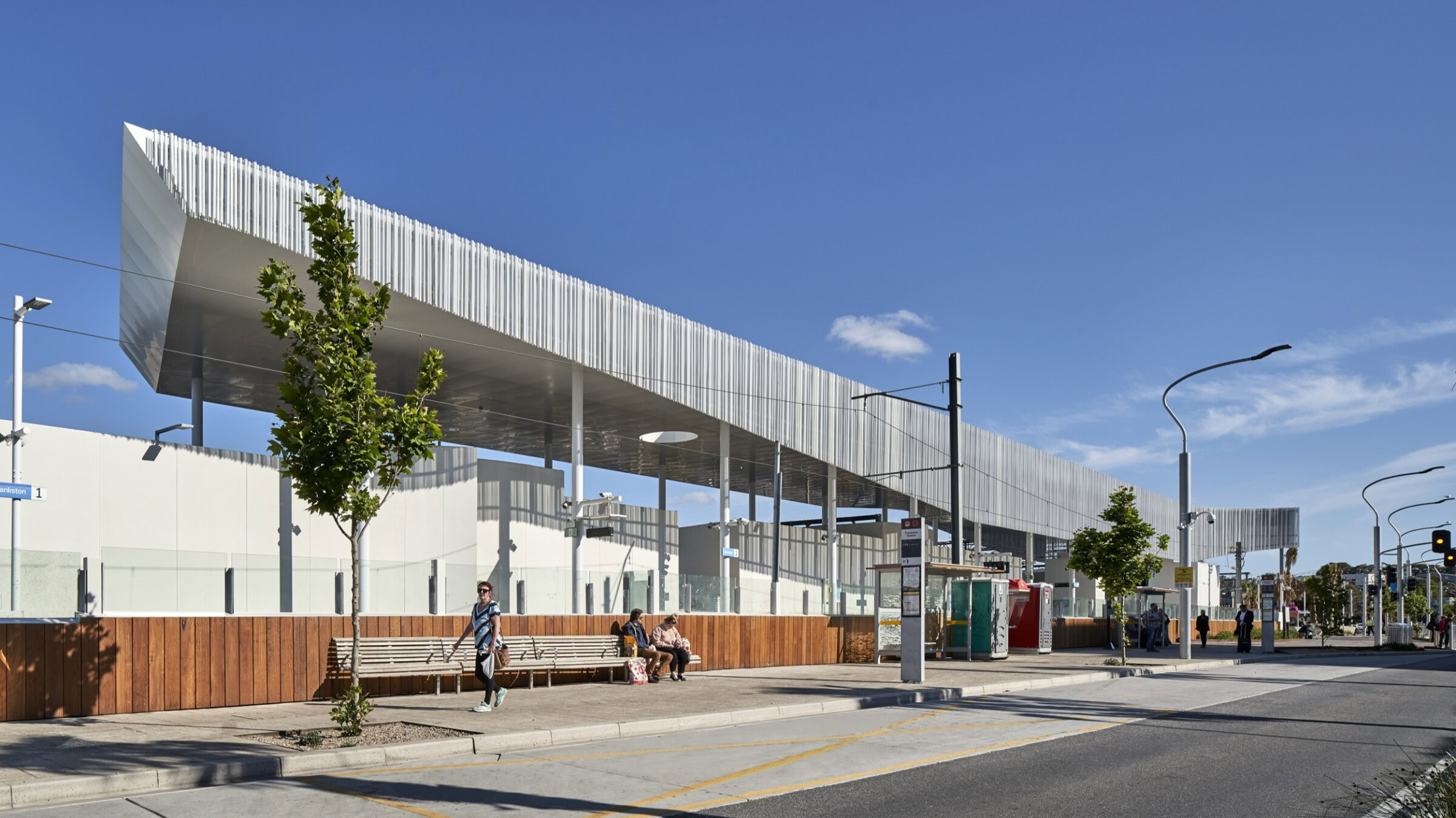 Frankston Station by Genton – linear canopy and civic forecourt design by one of the best rail architects in Australia.